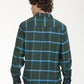 Men's Checkered Dark Green Spread Collar Shacket - Back View