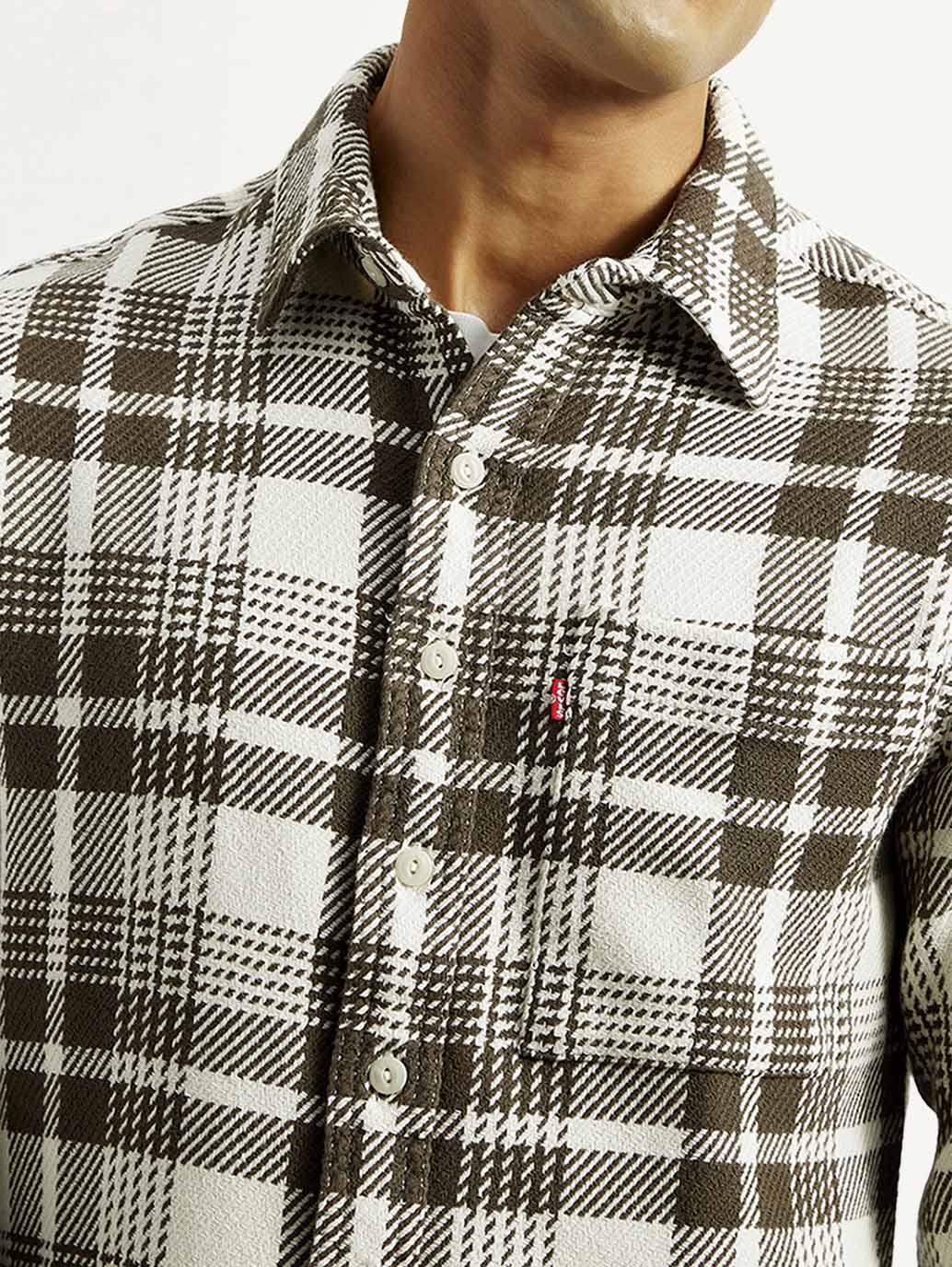 Men's Plaid Relaxed Fit Shirt - Detail View