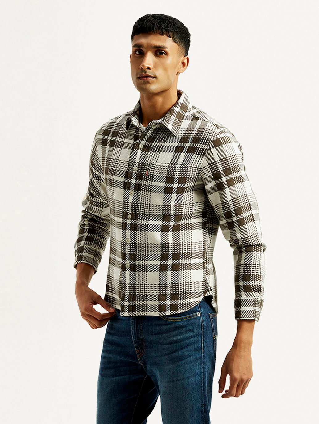 Men's Plaid Relaxed Fit Shirt - Side View