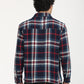 Men's Plaid Navy Spread Collar Shacket - Back View