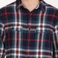 Men's Plaid Navy Spread Collar Shacket - deatil View