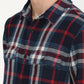 Men's Plaid Navy Spread Collar Shacket - deatil View