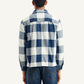 Men's Checkered White Spread Collar Shacket - Back View