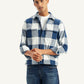 Men's Checkered White Spread Collar Shacket - Styleshot View
