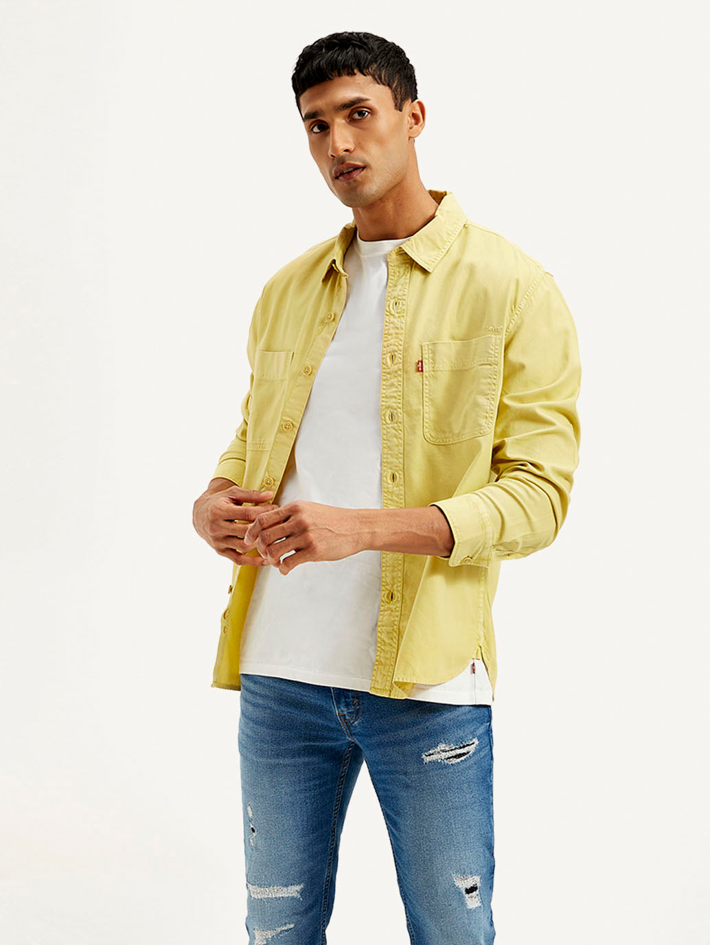 Men's Solid Overdyed Relaxed Fit Shirt