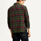 Men's Plaid Multicolor Spread Collar Flannel Shirt - Back View