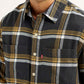 Men's Flannel Checkered Multi Color Spread Collar Shirt - Detail View