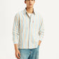 Men's Striped Multi Color Spread Collar Flannel Shirt - Styleshot View