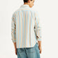 Men's Striped Multi Color Spread Collar Flannel Shirt - Back View