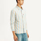 Men's Striped Multi Color Spread Collar Flannel Shirt - Side View