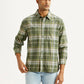 Men's Checkered Olive Relaxed Fit Flannel Shirt - Styleshot View