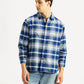 Men's Checkered Blue Relaxed Fit Flannel Shirt - Styleshot View