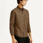 Men's Checkered Slim Fit Shirt - Side View