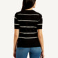 Women's Striped Black Crew Neck Top - Back View