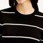 Women's Striped Black Crew Neck Top - Detail View