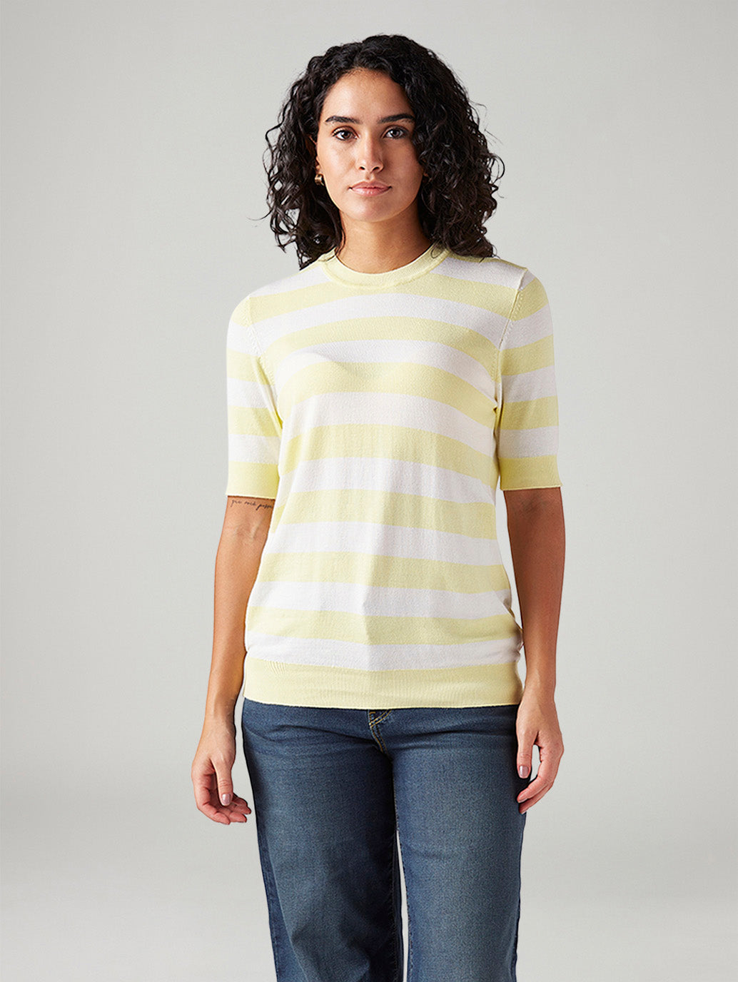 Women's Striped Regular Fit T-Shirt - Front View
