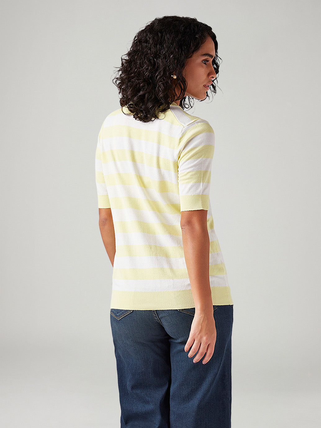 Women's Striped Regular Fit T-Shirt - Back View