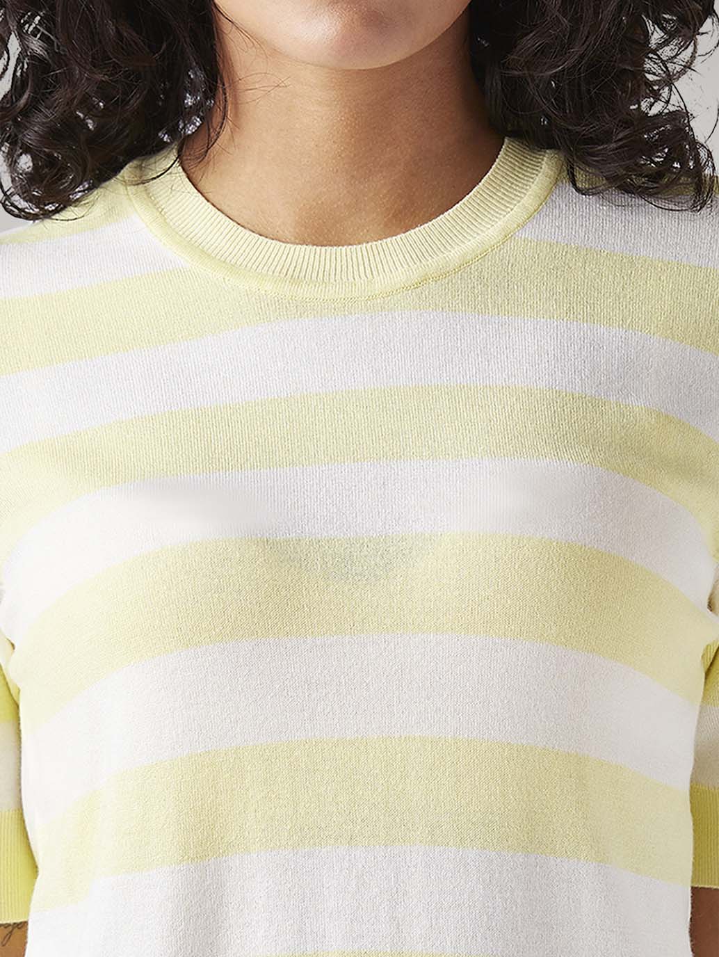 Women's Striped Regular Fit T-Shirt - Detail View