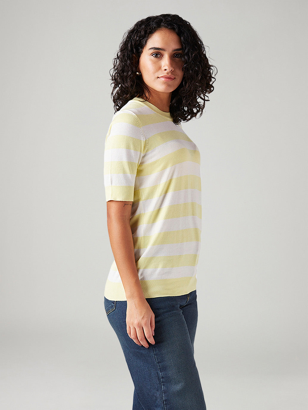 Women's Striped Regular Fit T-Shirt - Side View