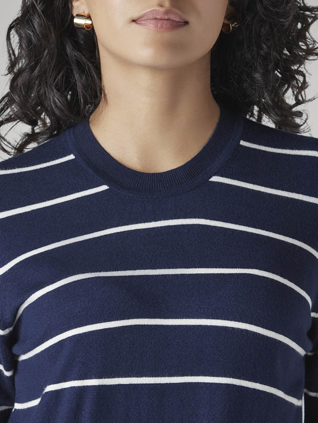 Women's Striped Regular Fit Top - Detail View