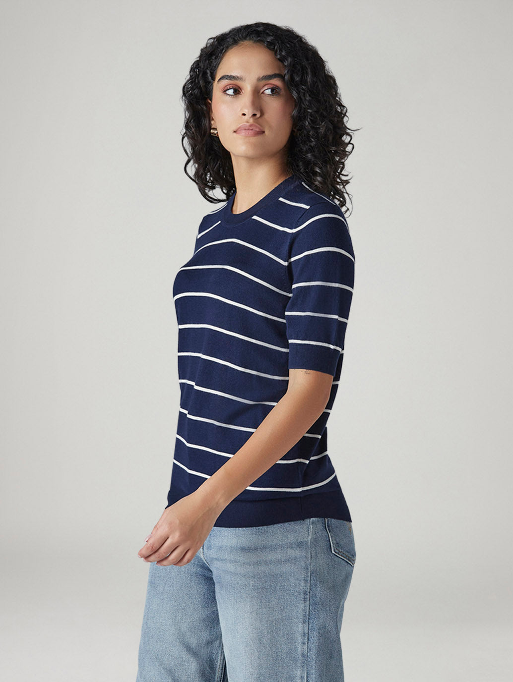 Women's Striped Regular Fit Top - Side View