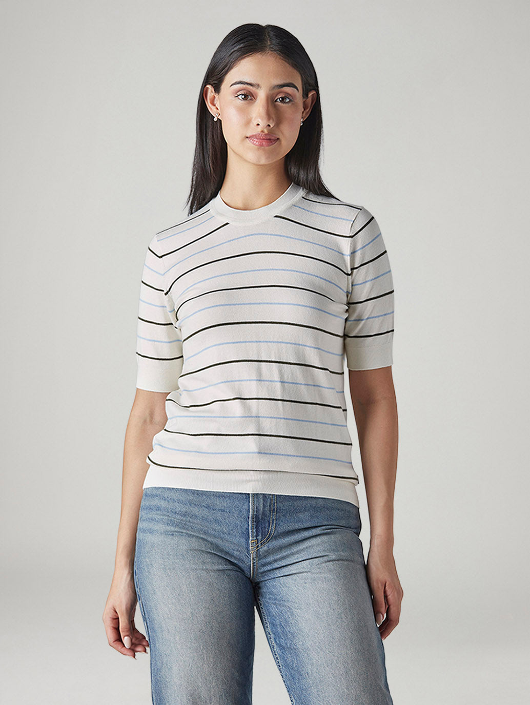 Women's Striped Regular Fit Top - Front View