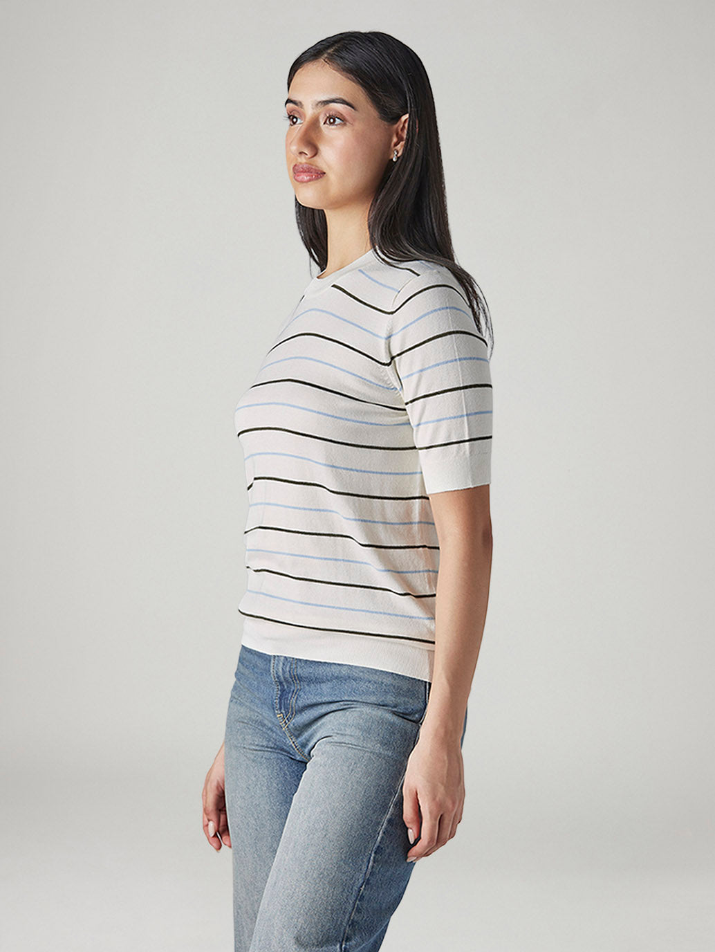Women's Striped Regular Fit Top - Side View