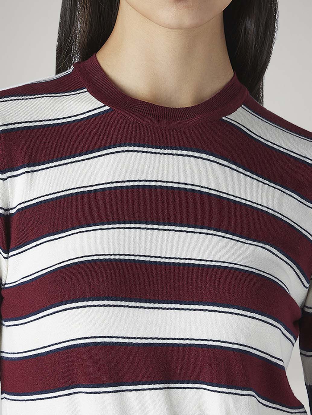 Women's Striped Regular Fit Top - Detail View
