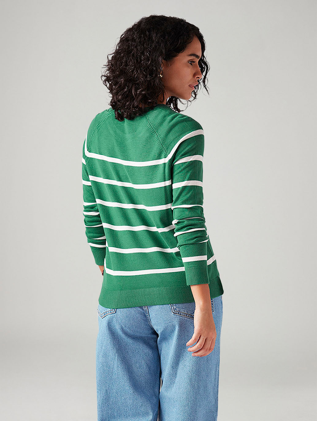 Women's Striped Regular Fit T-Shirt - Back View