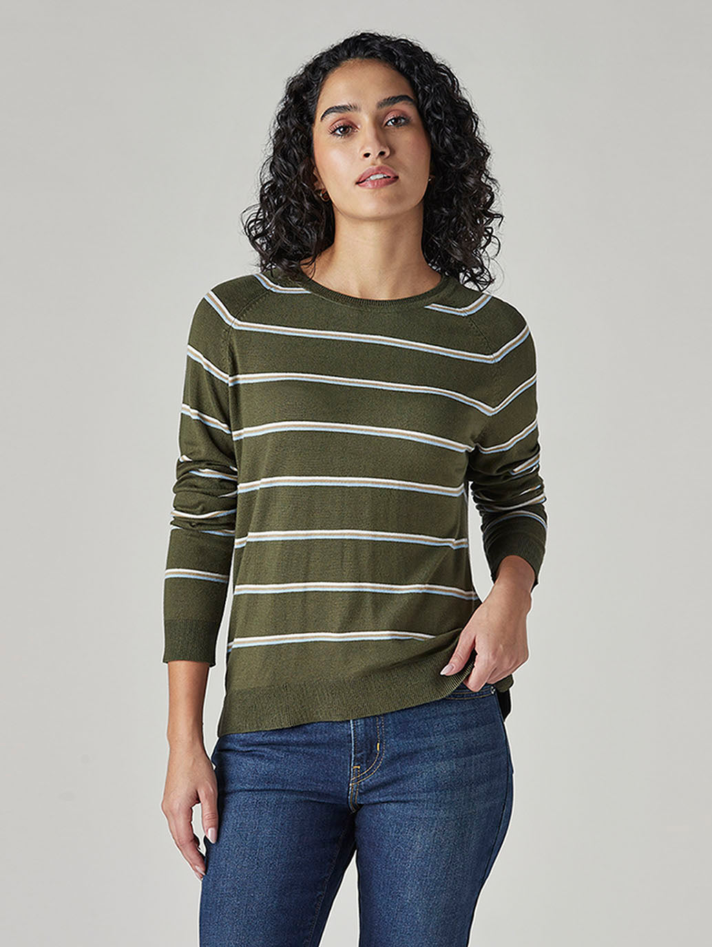 Women's Striped Regular Fit Top - Front View