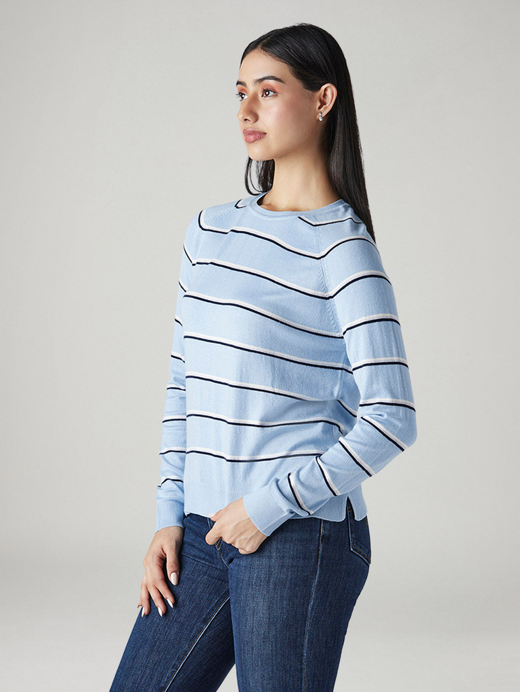 Women's Striped Regular Fit Top - Side View