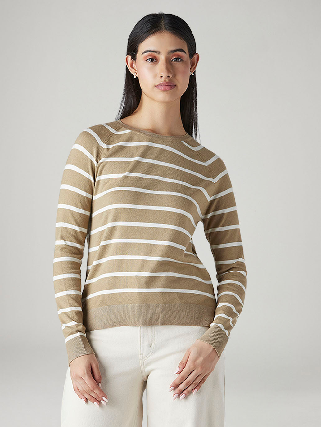 Women's Striped Regular Fit Top - Front View
