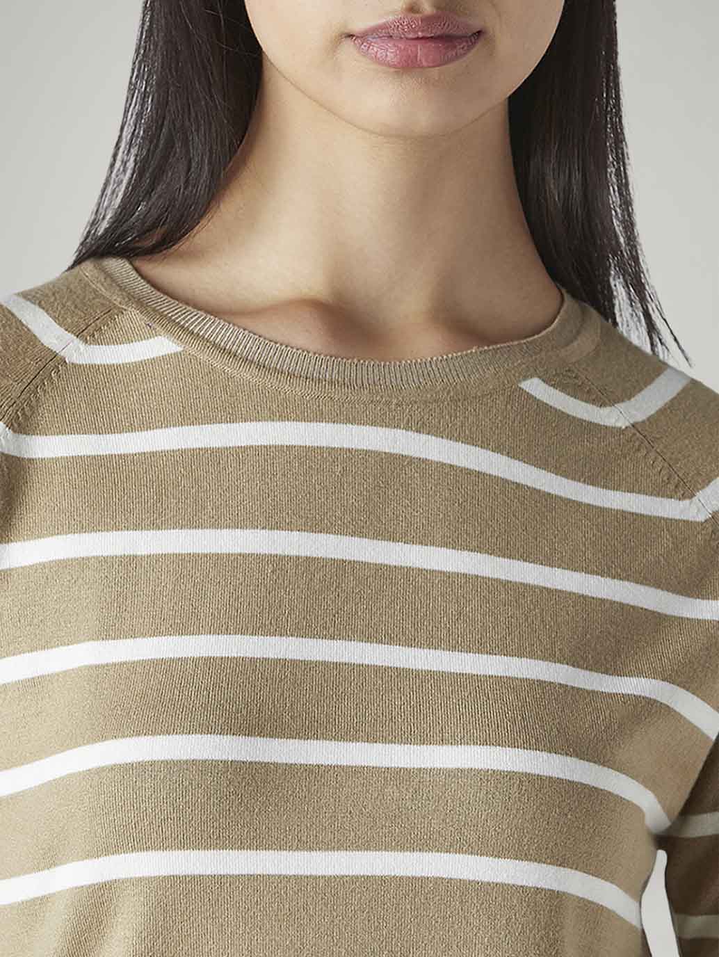 Women's Striped Regular Fit Top - Detail View