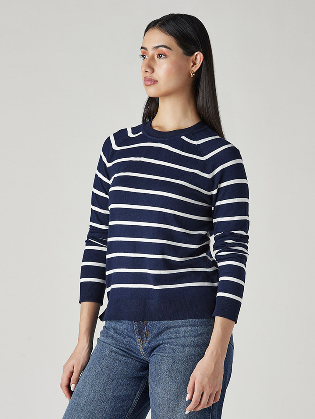 Women's Striped Regular Fit Top - Side View