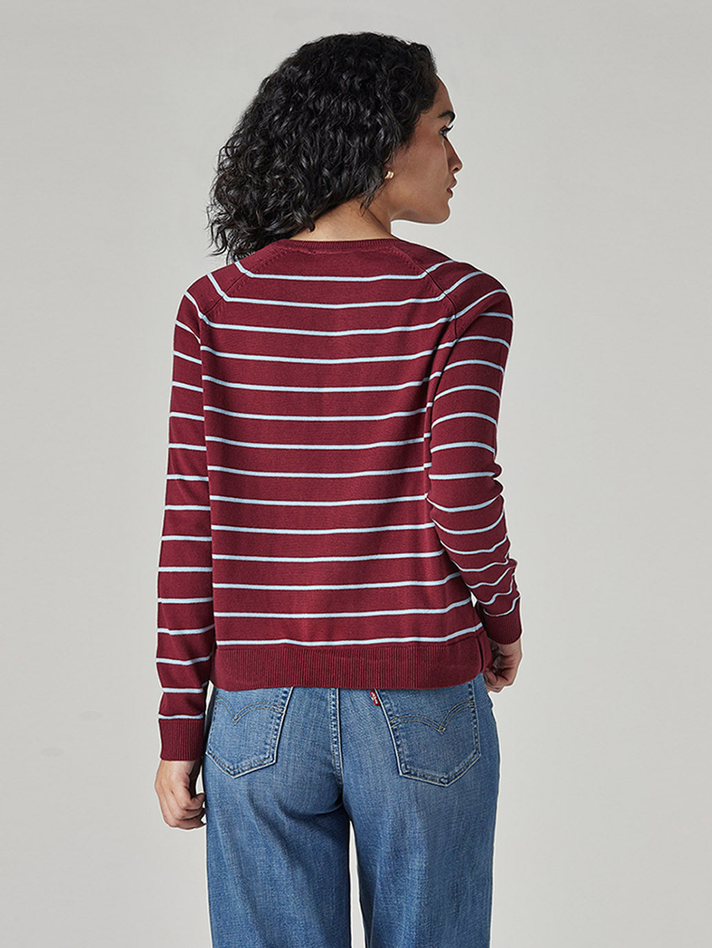 Women's Striped Regular Fit Top - Back View