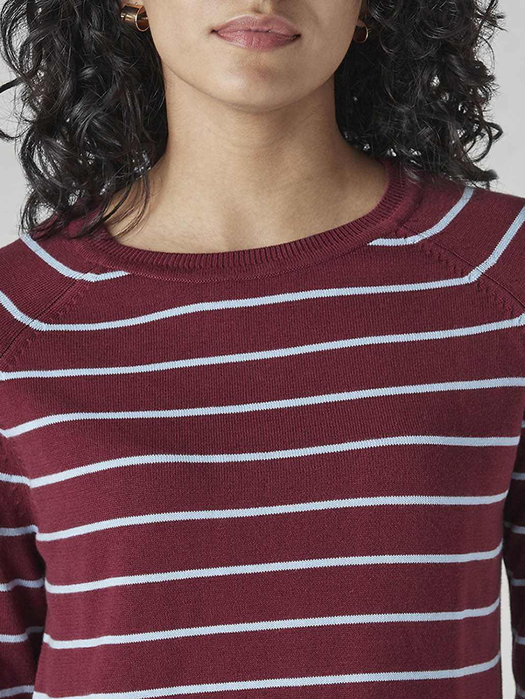Women's Striped Regular Fit Top - Detail View