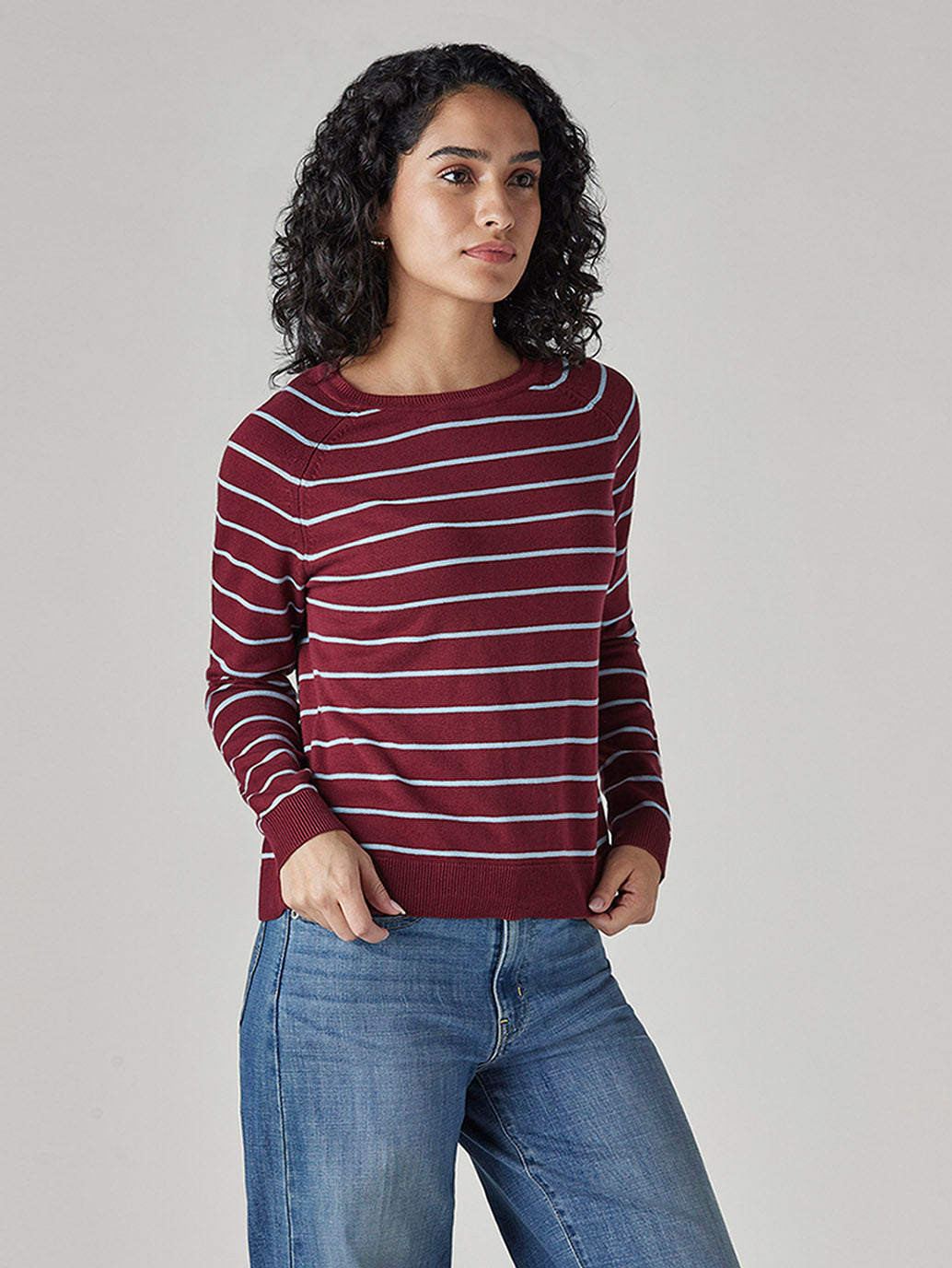Women's Striped Regular Fit Top - Side View