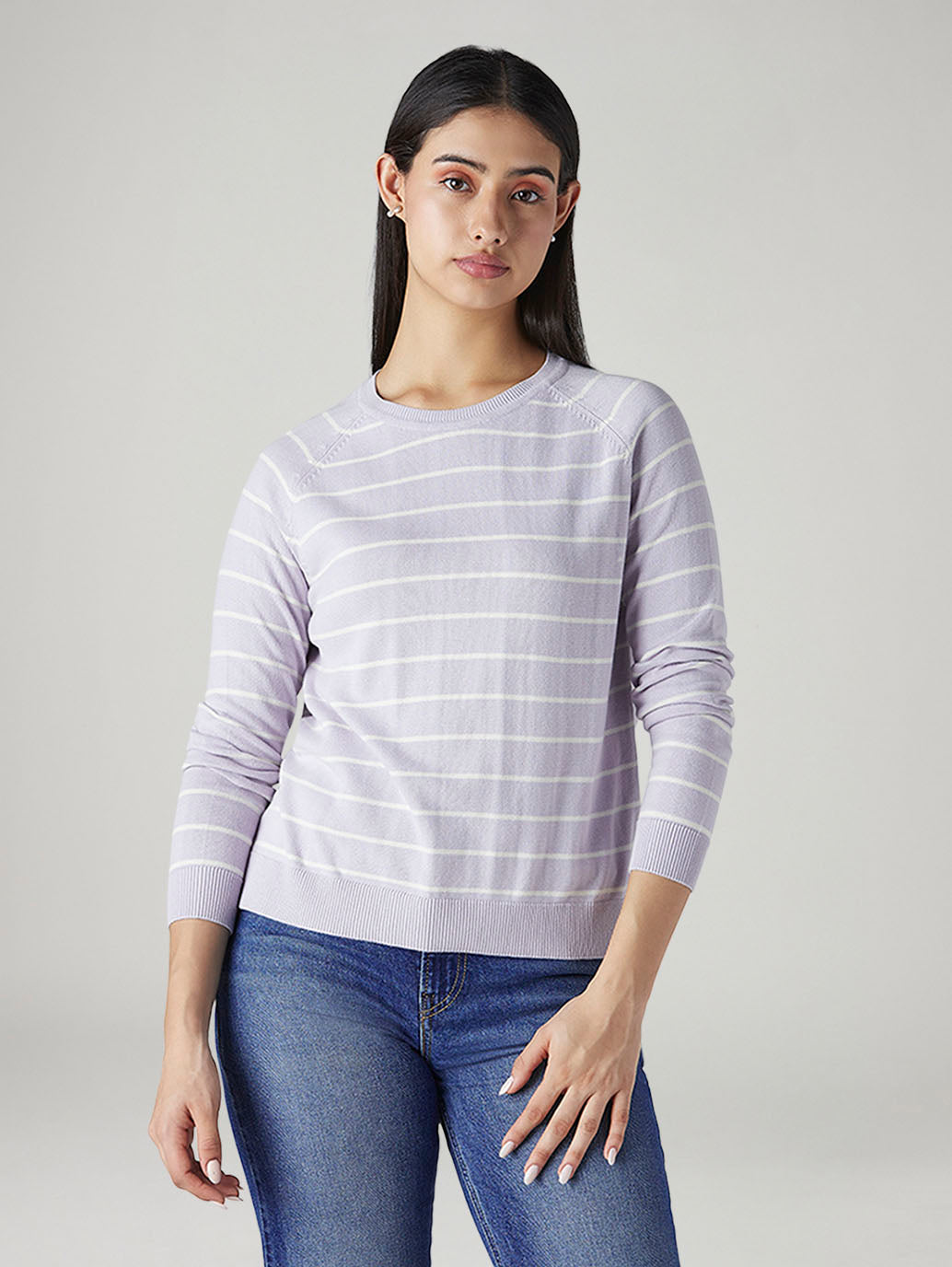 Women's Striped Regular Fit Top - Front View