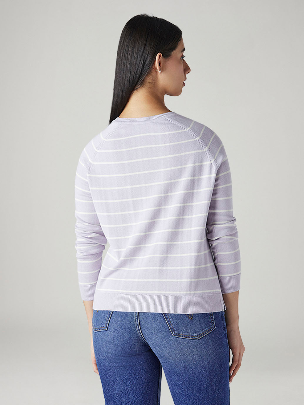 Women's Striped Regular Fit Top - Back View