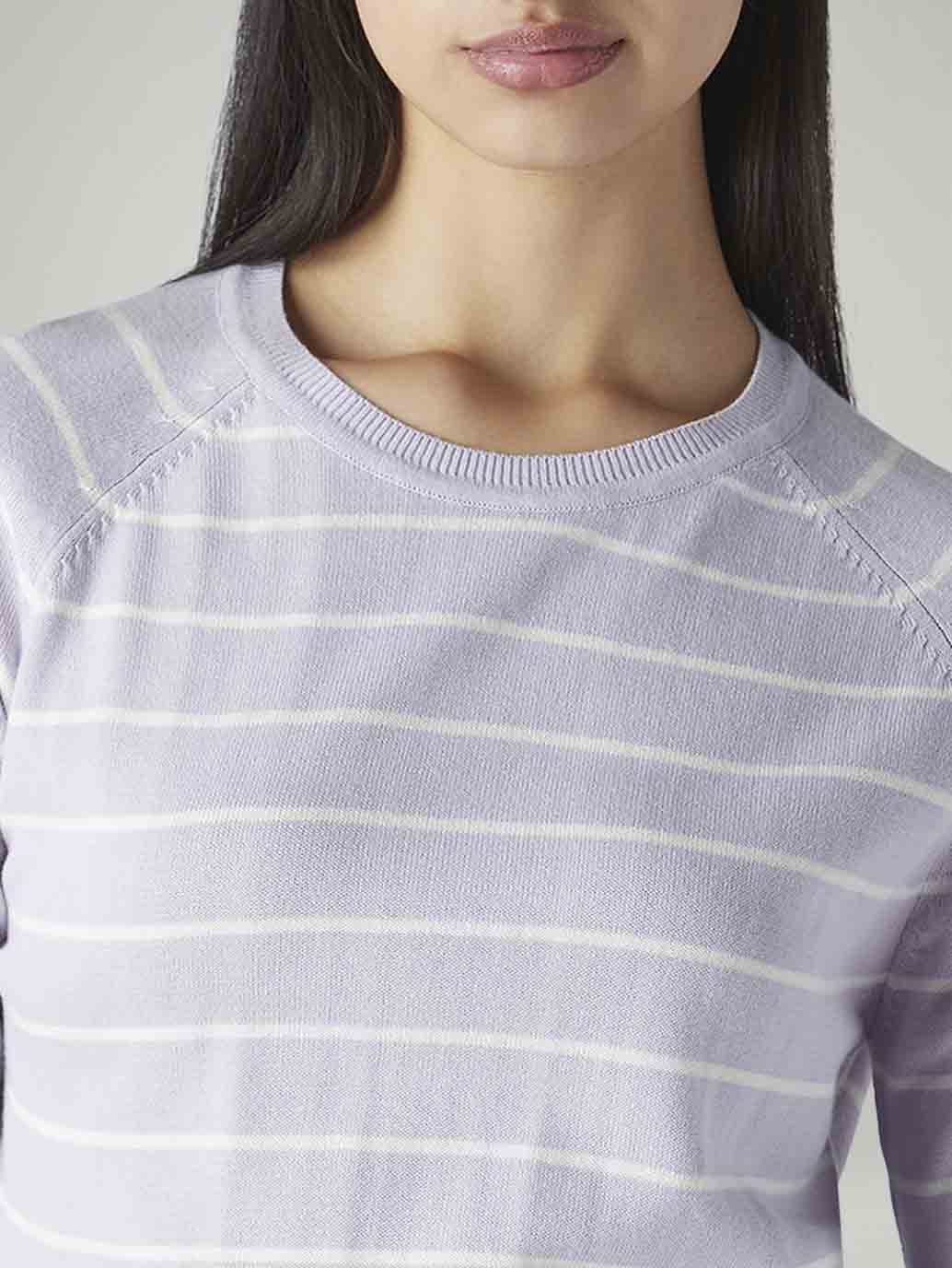Women's Striped Regular Fit Top - Detail View