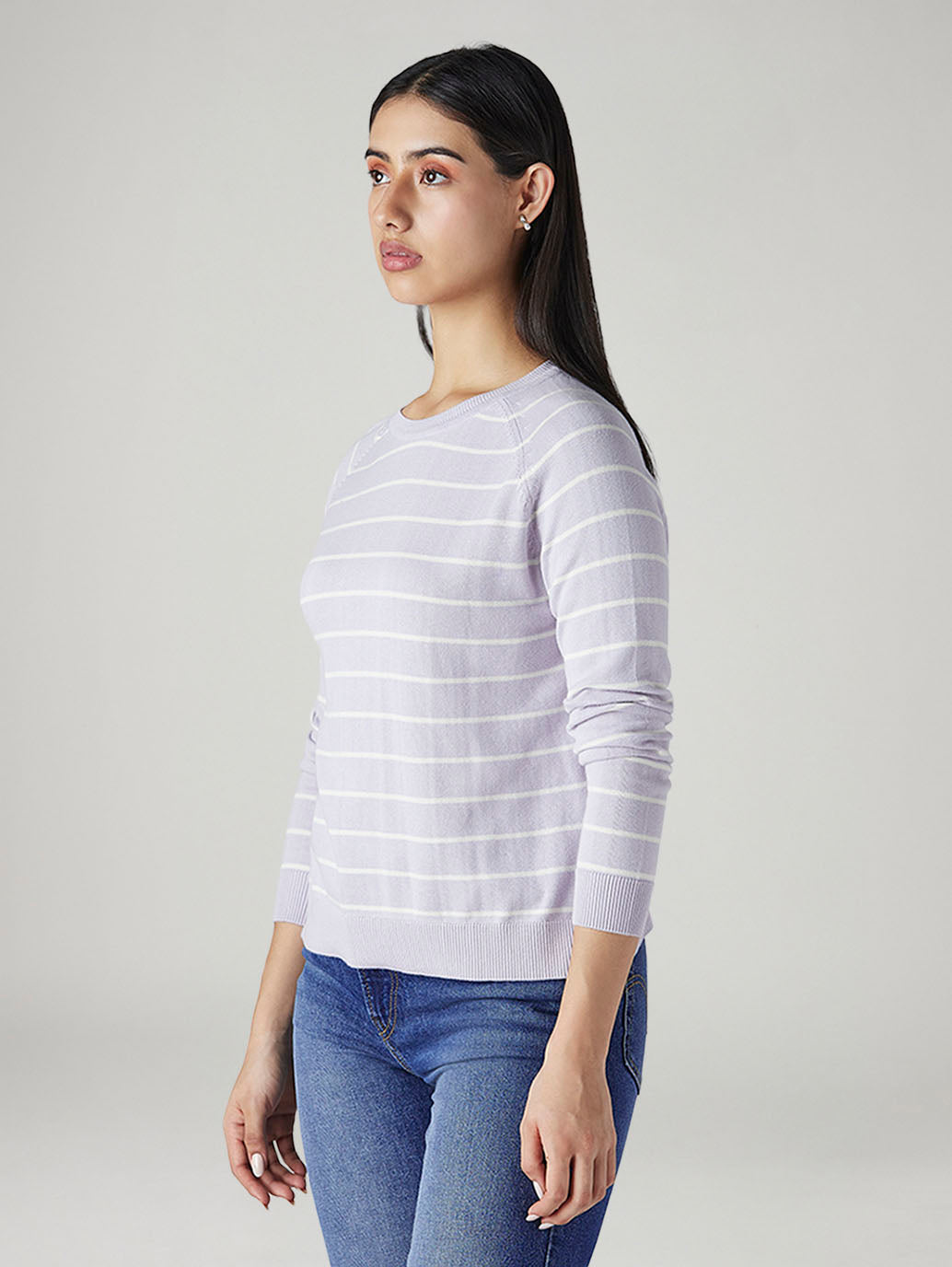 Women's Striped Regular Fit Top - Side View