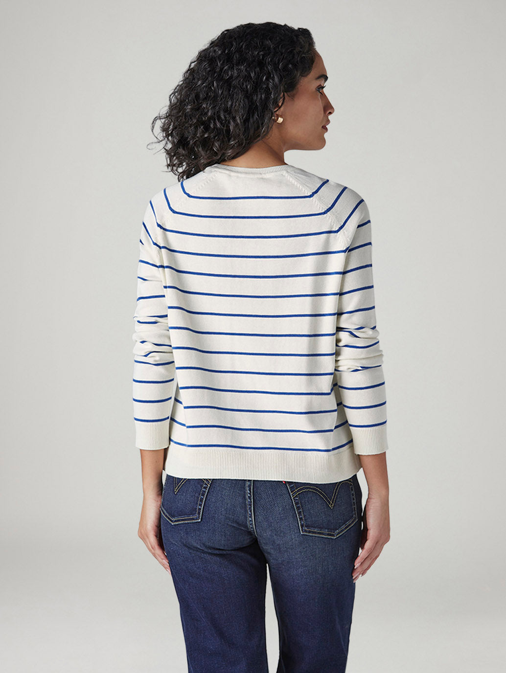 Women's Striped Regular Fit Top - Back View