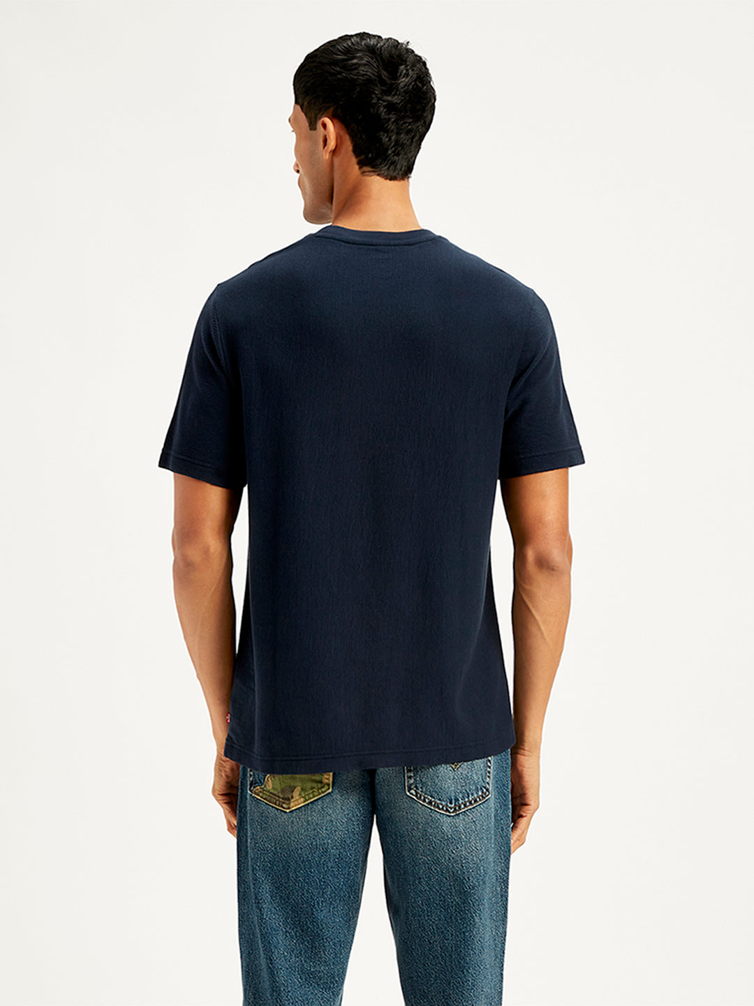 Men's Textured Regular Fit T-Shirt - Back View