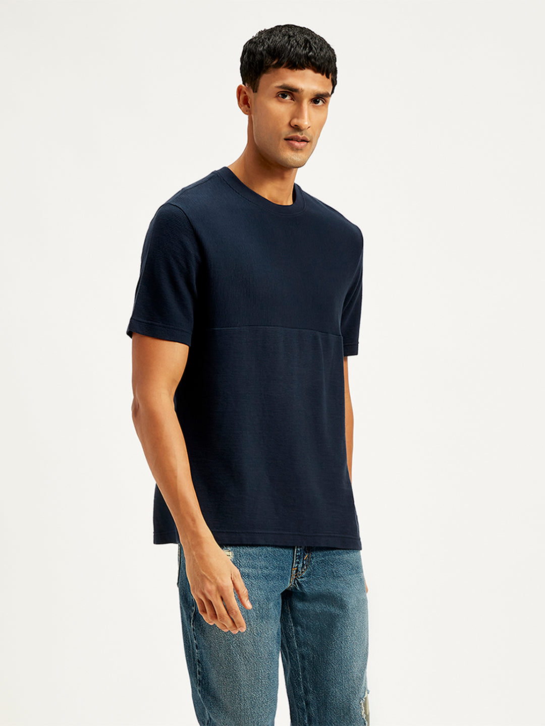 Men's Textured Regular Fit T-Shirt - Side View