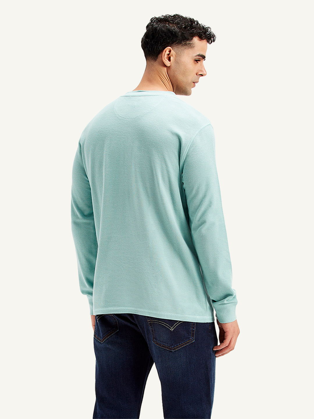 Men's Textured Slim Fit T-Shirt - Back View