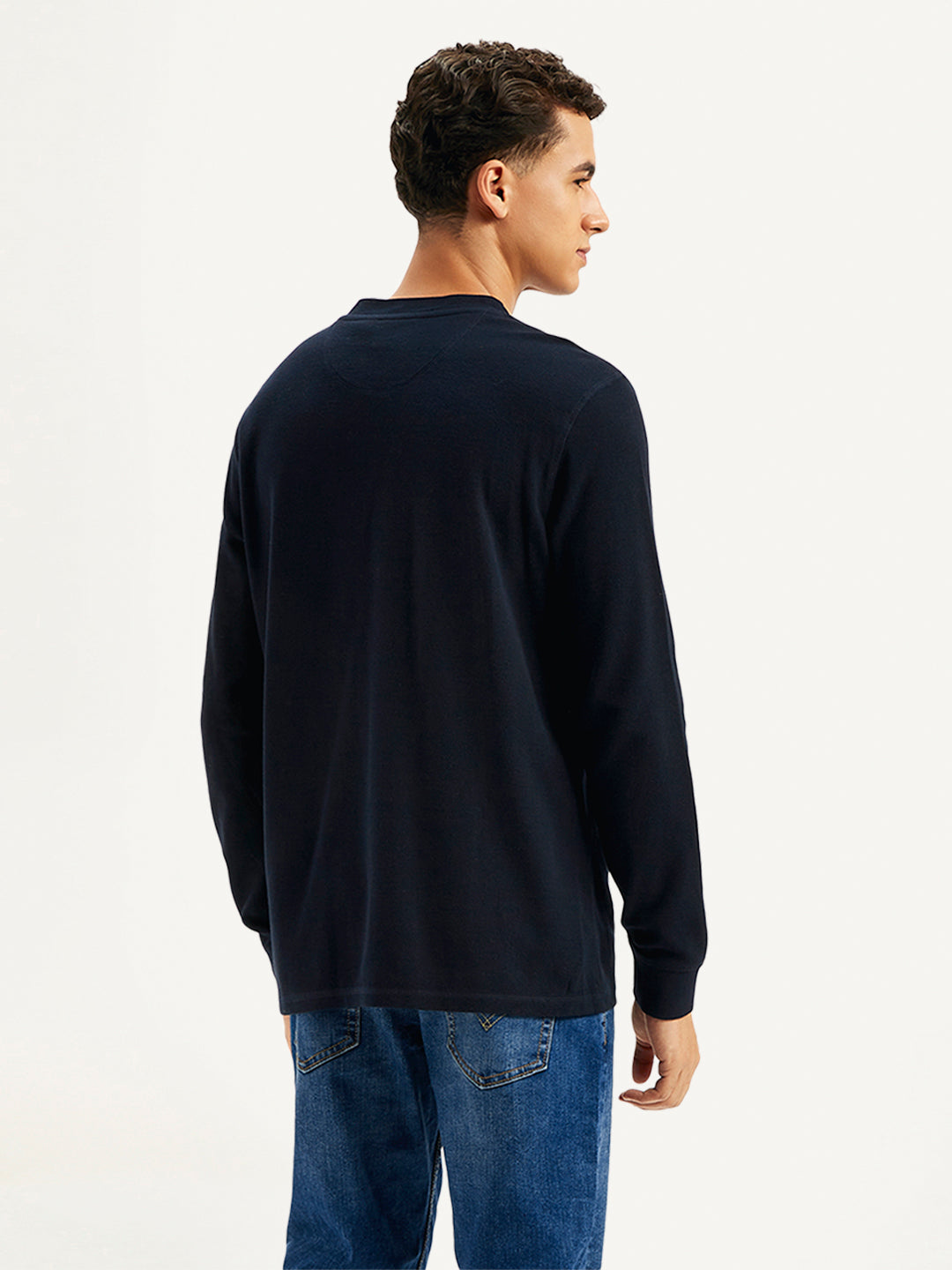 Men's Textured Slim Fit T-Shirt - Back View