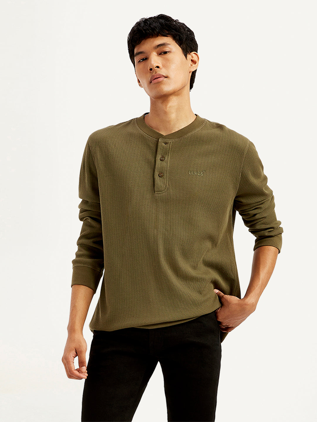 Men's Solid Slim Fit T-Shirt - Front View