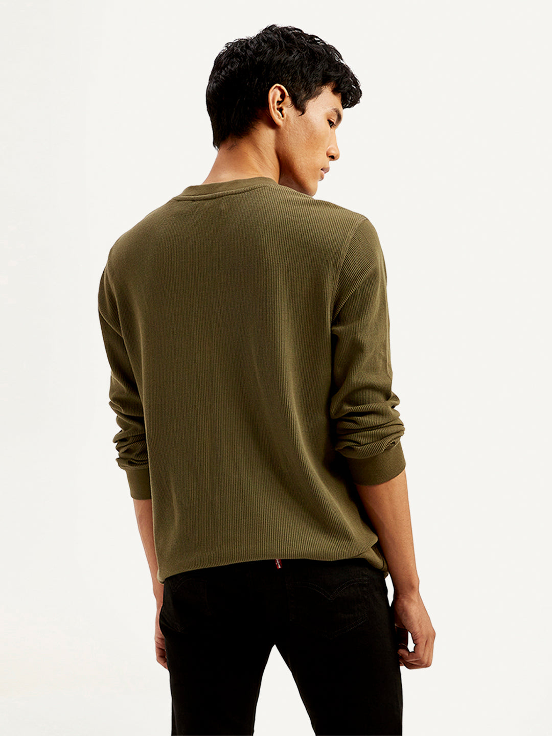 Men's Solid Slim Fit T-Shirt - Back View