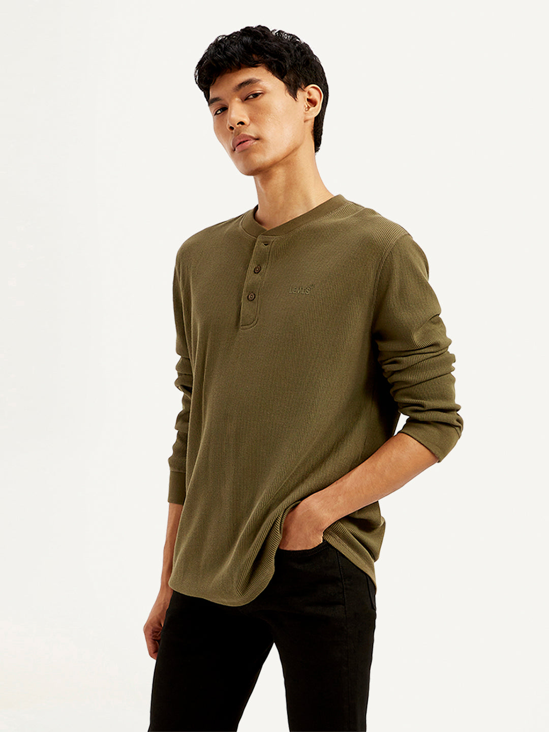 Men's Solid Slim Fit T-Shirt - Side View