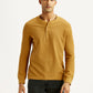 Men's Solid Mustard Henley Neck T-shirt - Front View